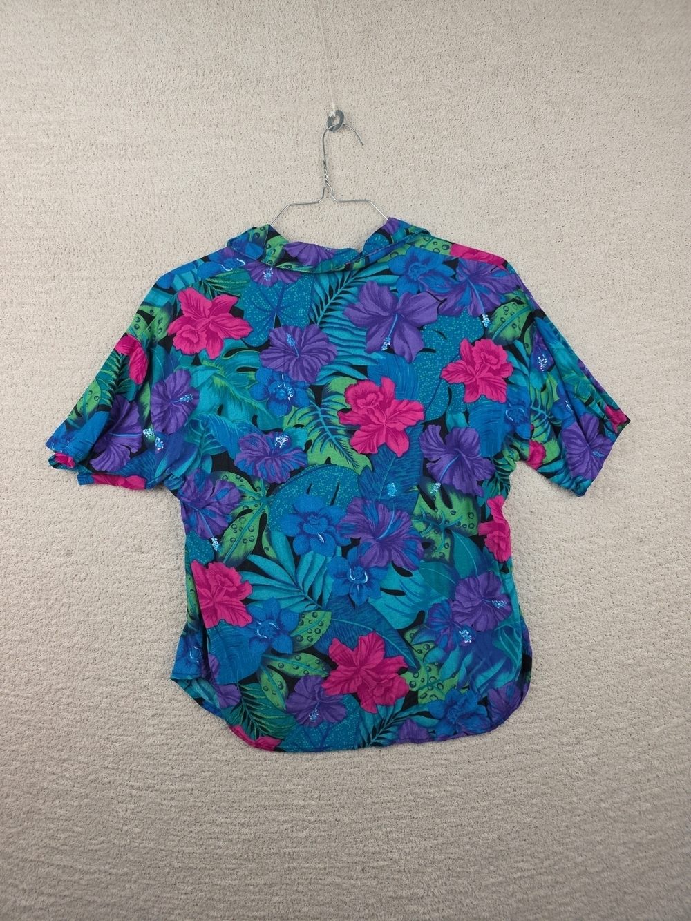 Vintage Michele Leslie of California Tropical Floral Aloha Button Down Shirt - Picture 9 of 13